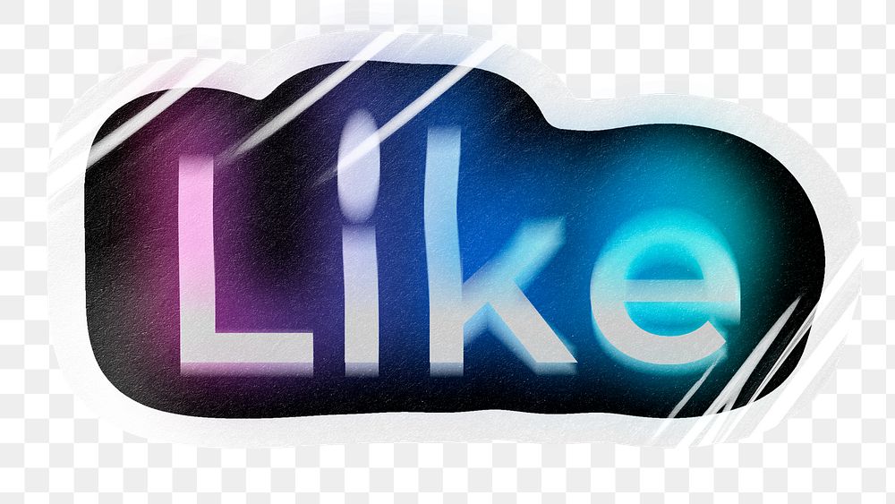 Like png word sticker, neon psychedelic typography, transparent background