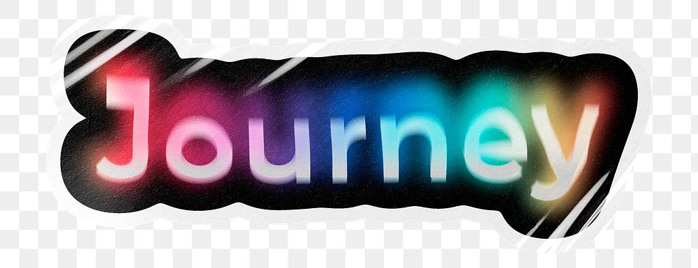 Journey png word sticker, neon psychedelic typography, transparent background
