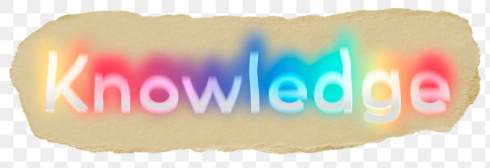 Knowledge png ripped paper word sticker typography, transparent background