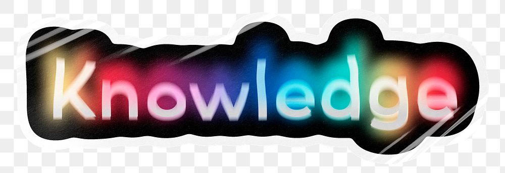 Knowledge png word sticker, neon psychedelic typography, transparent background