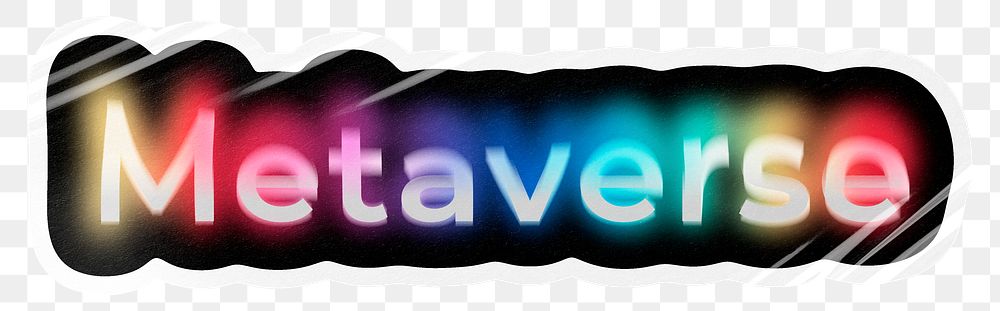 Metaverse png word sticker, neon psychedelic typography, transparent background