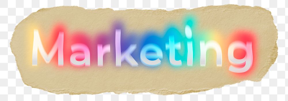 Marketing png ripped paper word sticker typography, transparent background