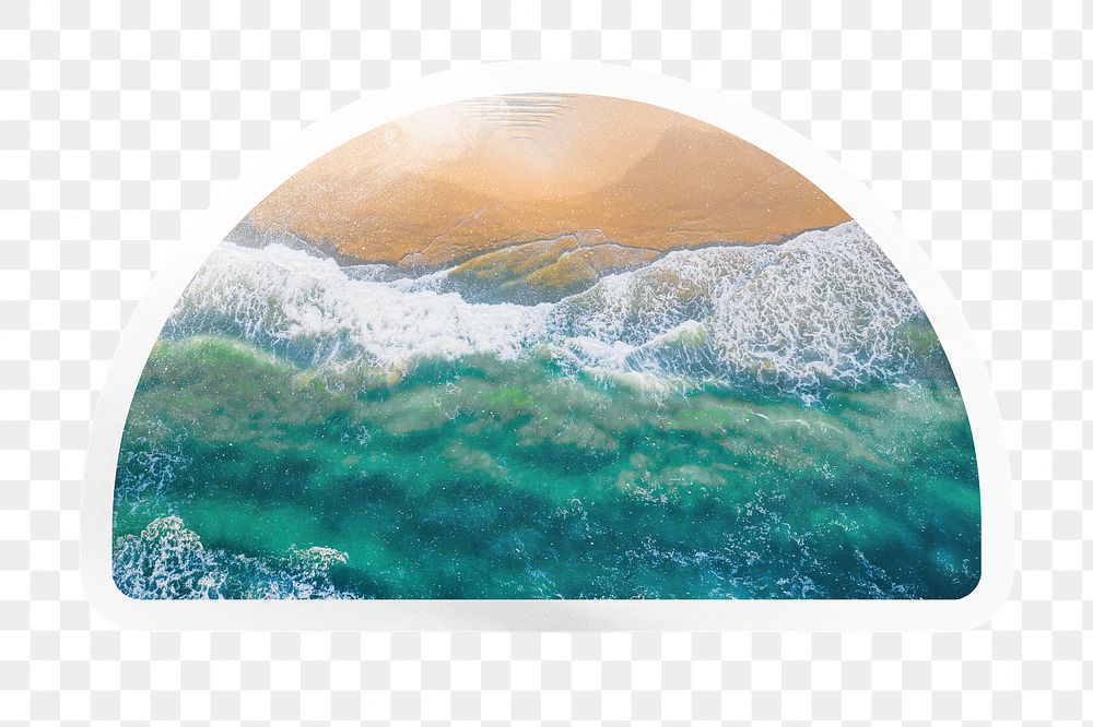 PNG island beach, summer collage element, semicircle sticker in transparent background