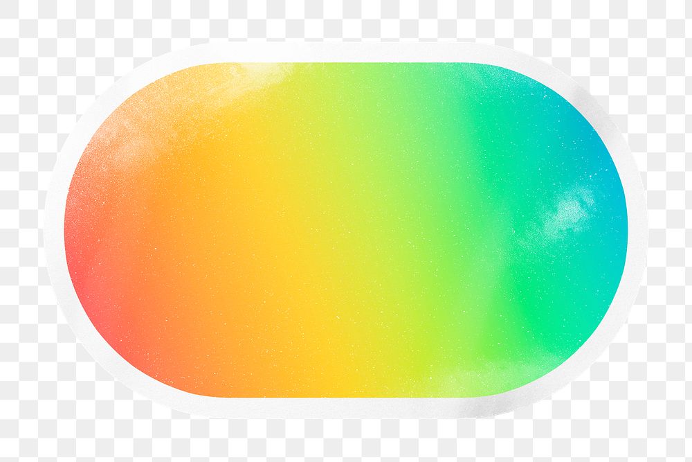 PNG colorful gradient sticker, printable oval rectangle clipart with white outline, transparent background