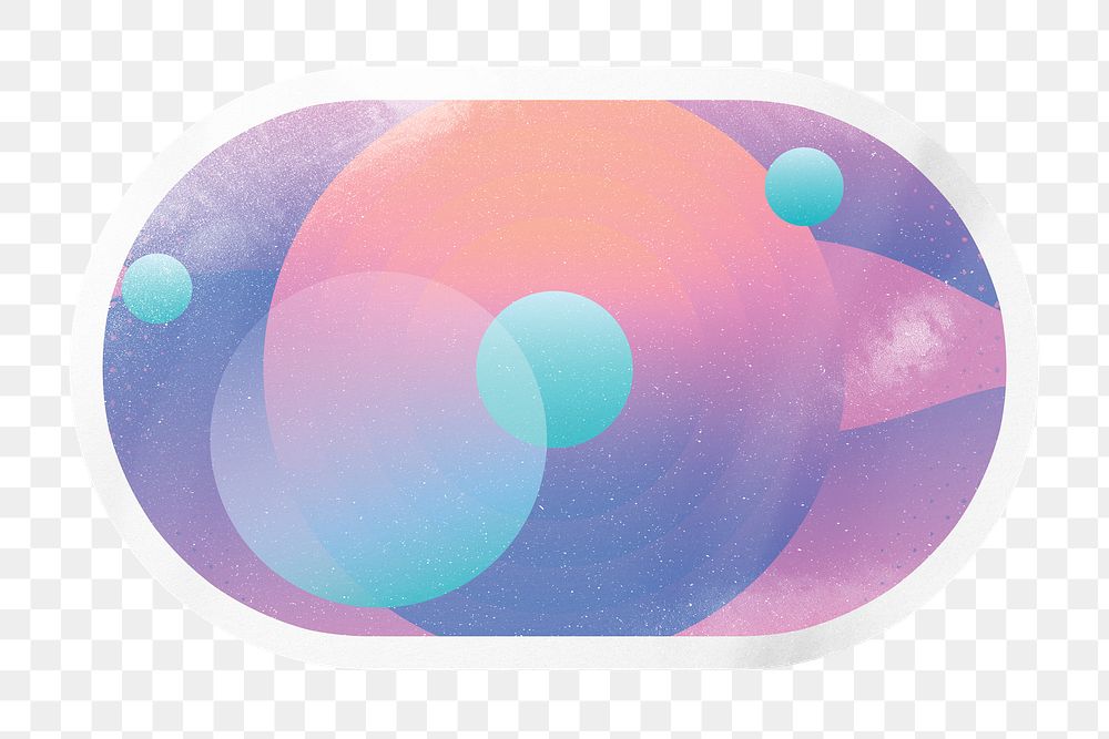 PNG abstract geometric clipart, oval rectangle collage element with white border, transparent background