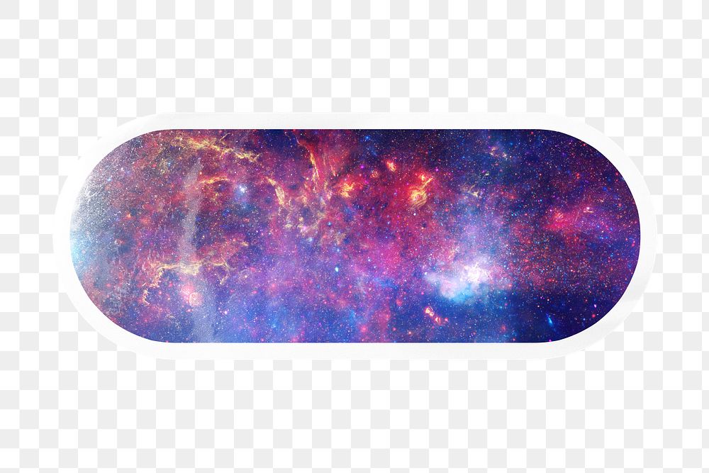 Purple galaxy png sky, printable long oval shape sticker in transparent background