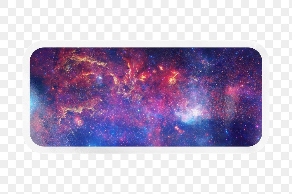 Purple png galaxy sky, printable rectangle sticker in transparent background