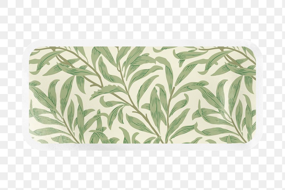 PNG William Morris&rsquo;s willow bough pattern, printable rectangle sticker in transparent background