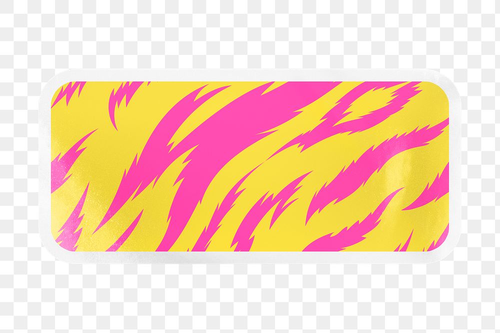 Neon tiger png animal print, pattern digital sticker, rectangle in transparent background