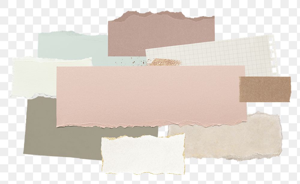 Blank scrap papers png collage element on transparent background 