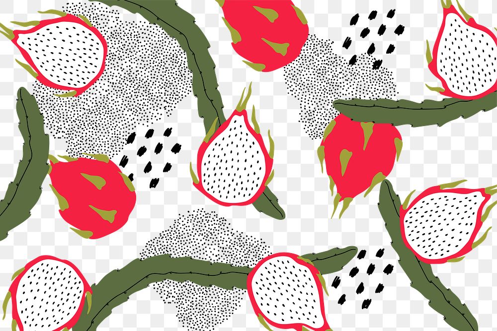 Dragon fruit pattern png transparent background