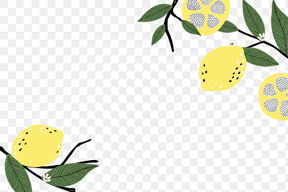 Aesthetic lemon png border, transparent background