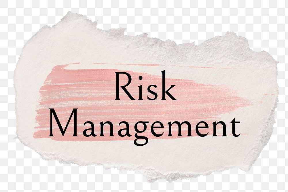 Risk management png word sticker typography, torn paper transparent background