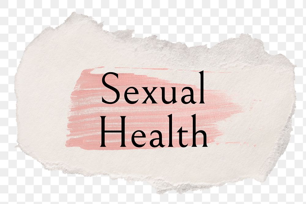 Sexual health png word sticker typography, torn paper transparent background