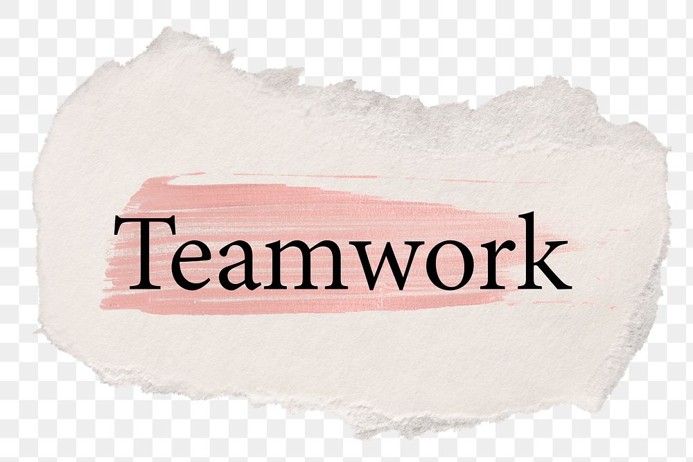 Teamwork png word sticker typography, torn paper transparent background