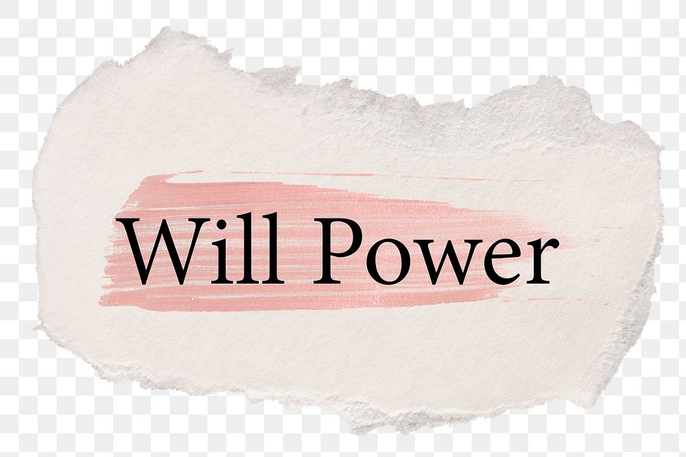 Willpower png word sticker typography, torn paper transparent background