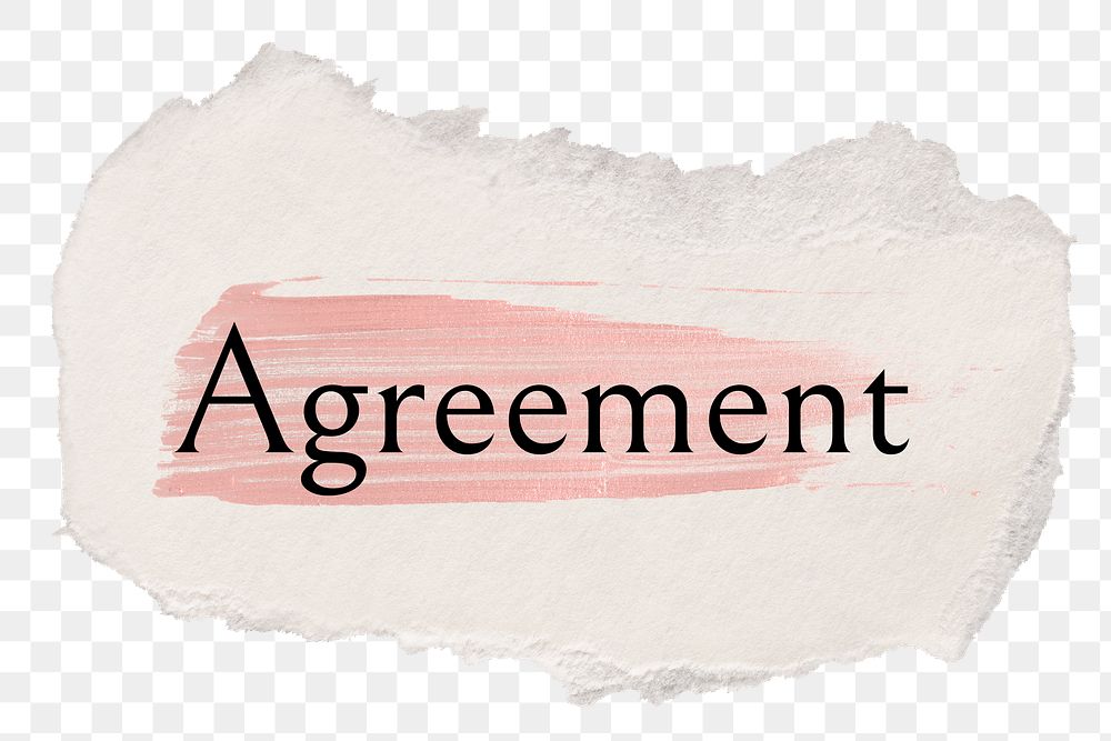 Agreement png ripped paper word sticker typography, transparent background