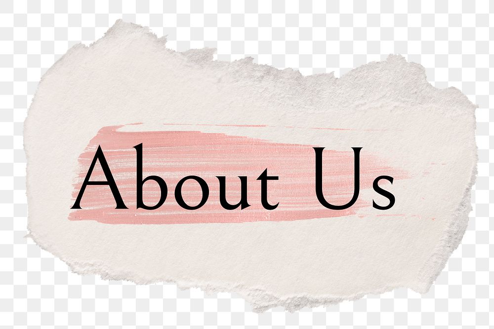 About us png ripped paper word sticker typography, transparent background