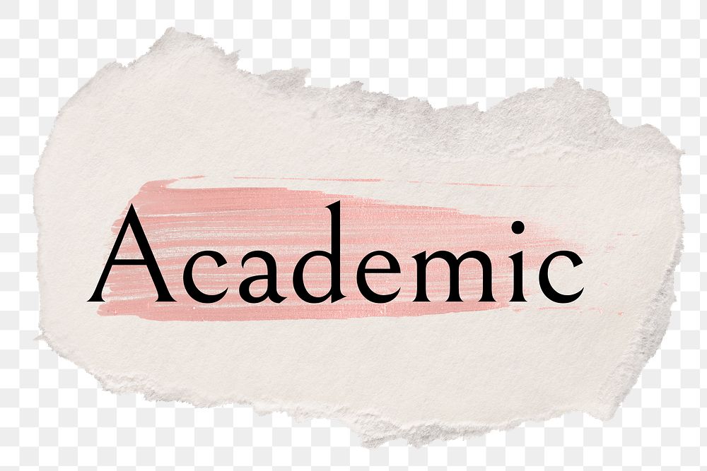 Academic png ripped paper word sticker typography, transparent background