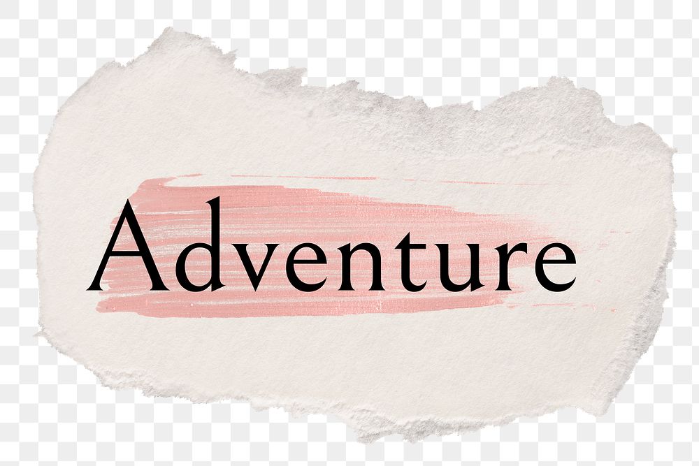 Adventure png ripped paper word sticker typography, transparent background