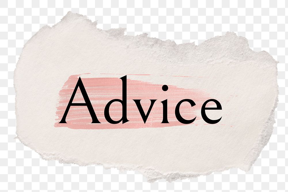 Advice png ripped paper word sticker typography, transparent background