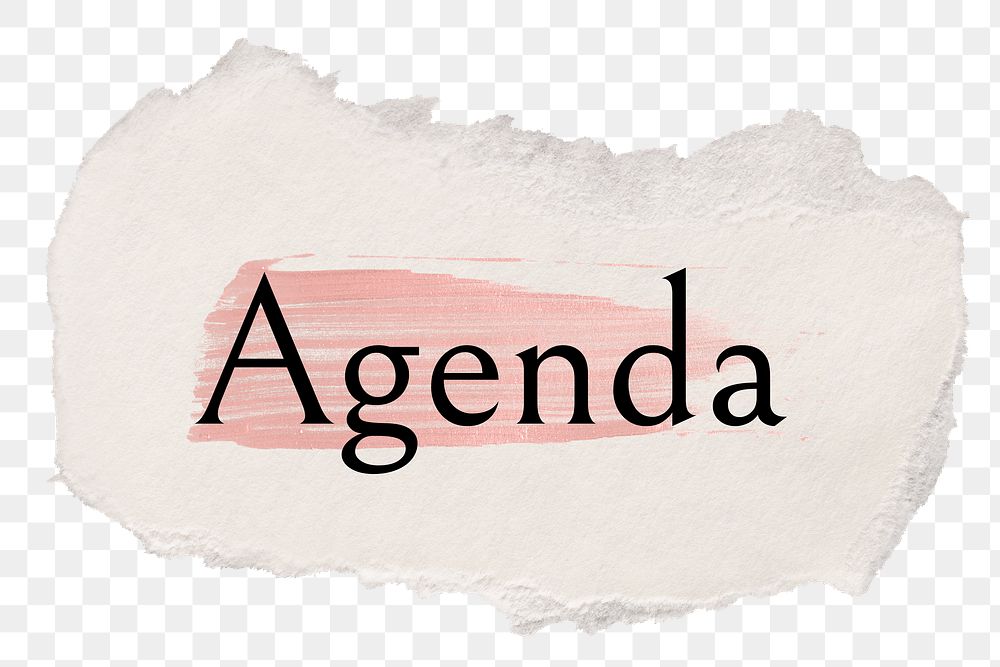Agenda png ripped paper word sticker typography, transparent background