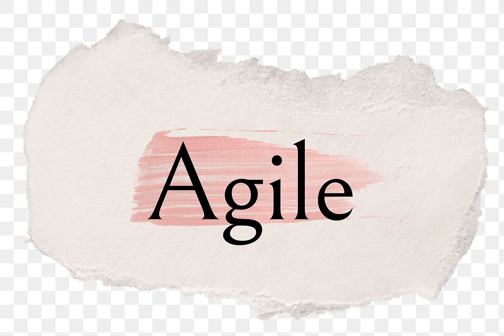 Agile png ripped paper word sticker typography, transparent background
