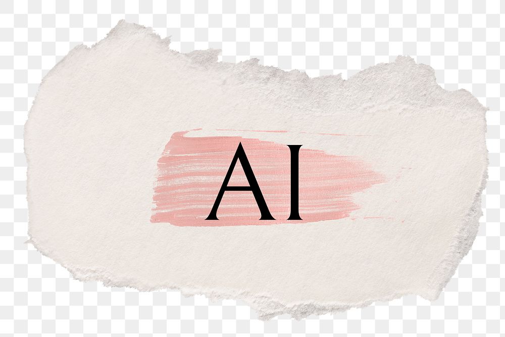 AI png ripped paper word sticker typography, transparent background