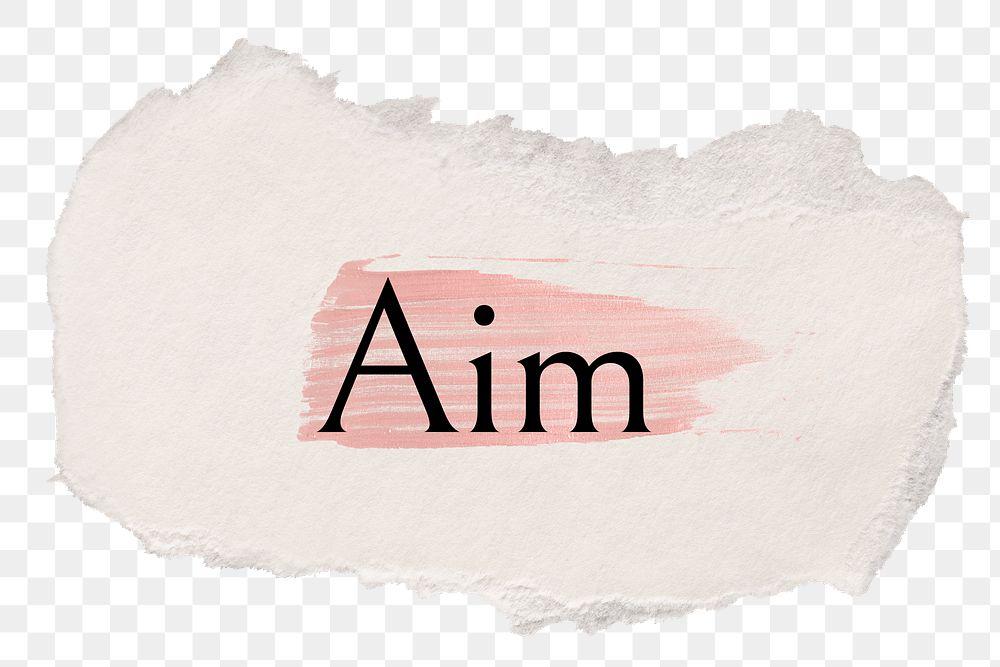 Aim png ripped paper word sticker typography, transparent background