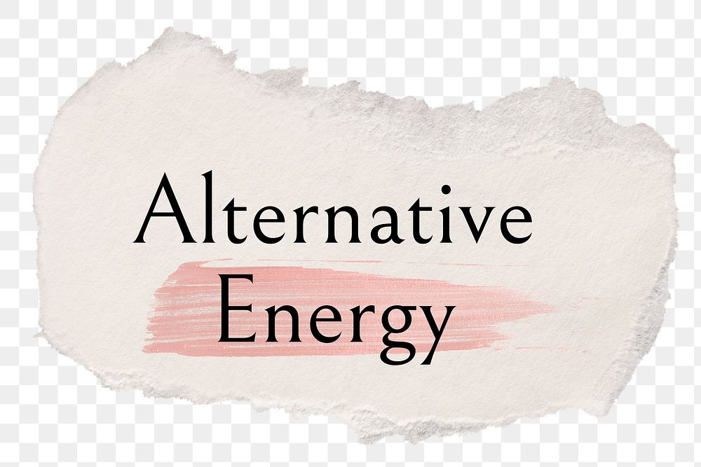 Alternative energy png ripped paper word sticker typography, transparent background