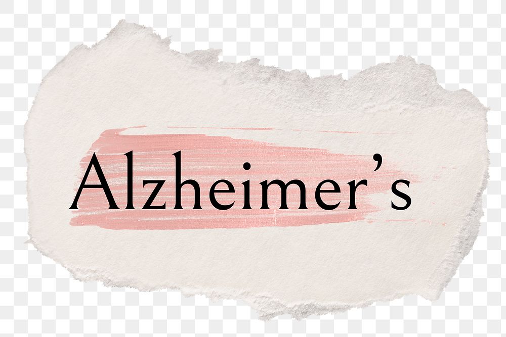 Alzheimer's png ripped paper word sticker typography, transparent background