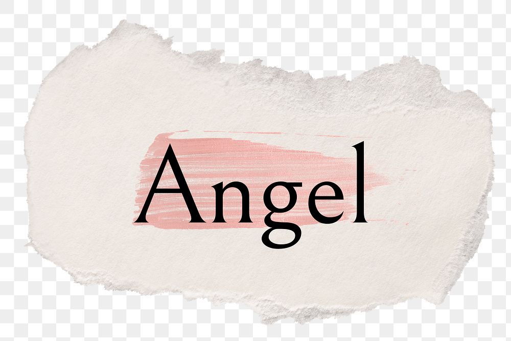 Angel png ripped paper word sticker typography, transparent background