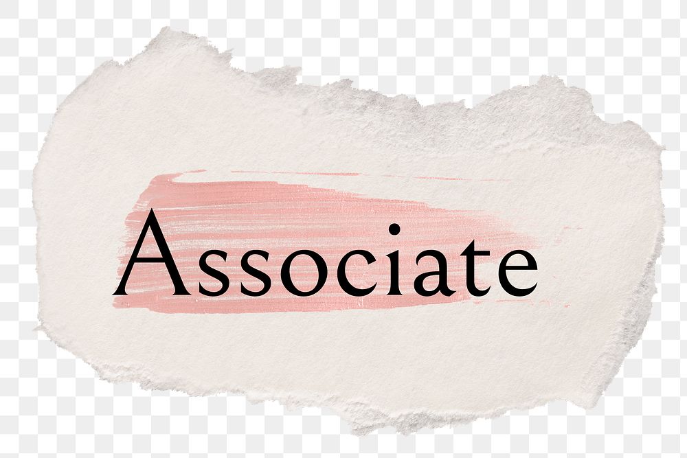 Associate png ripped paper word sticker typography, transparent background