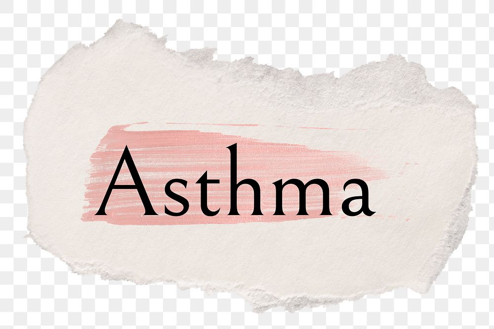 Asthma png ripped paper word sticker typography, transparent background