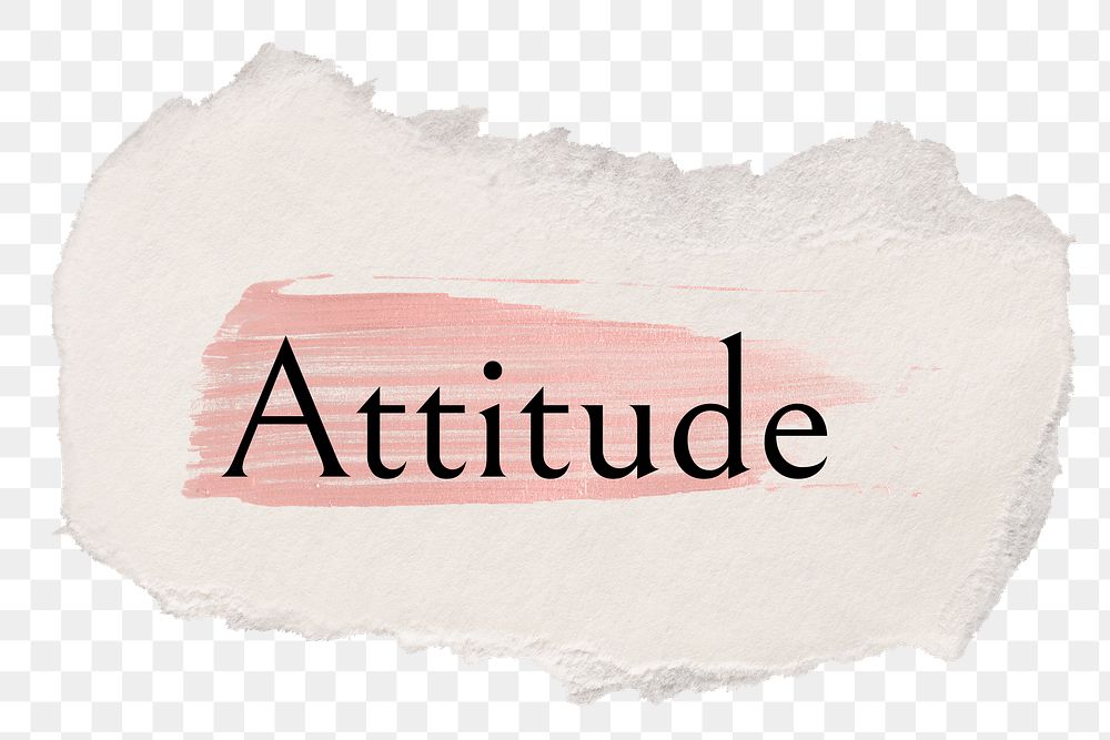 Attitude png ripped paper word sticker typography, transparent background