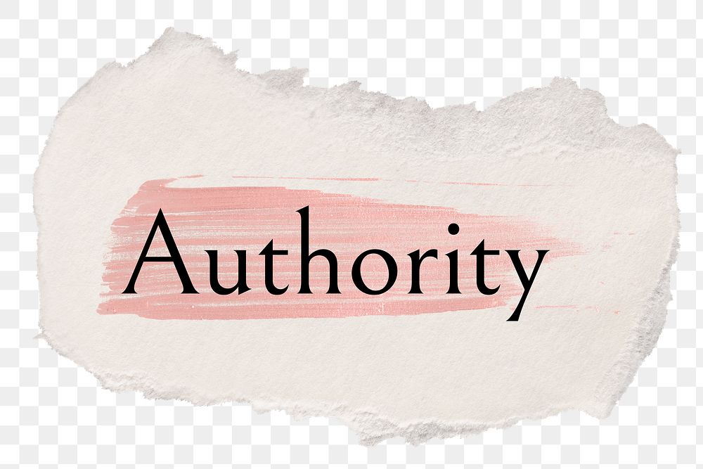 Authority png ripped paper word sticker typography, transparent background