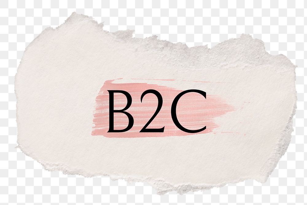 B2C png ripped paper word sticker typography, transparent background