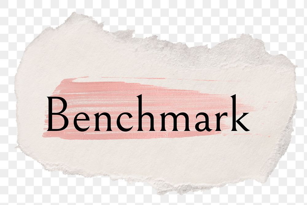 Benchmark png ripped paper word sticker typography, transparent background