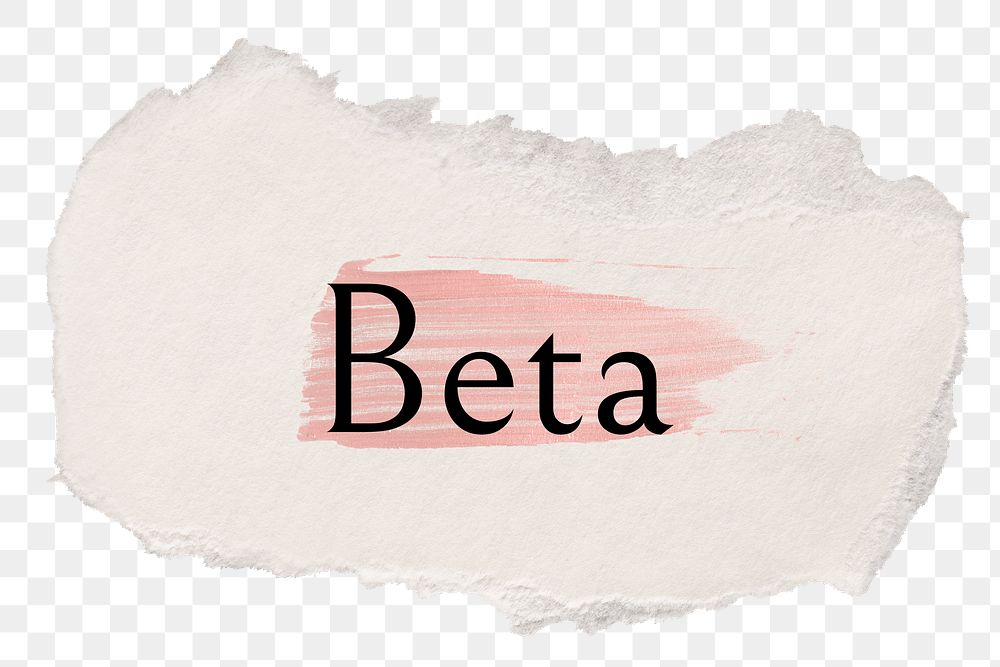 Beta png ripped paper word sticker typography, transparent background
