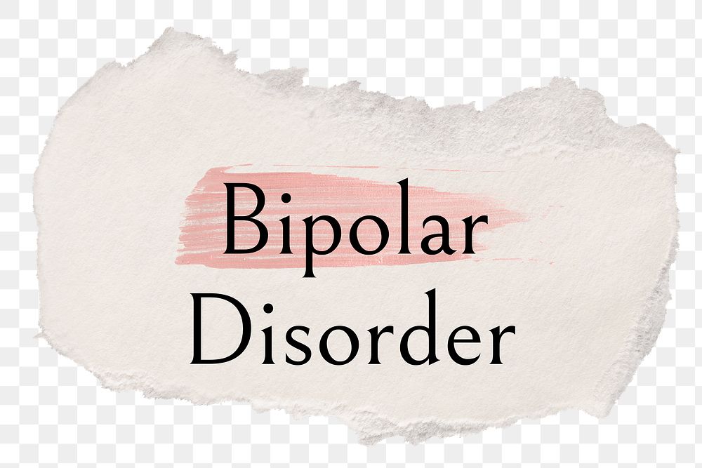 Bipolar disorder png ripped paper word sticker typography, transparent background