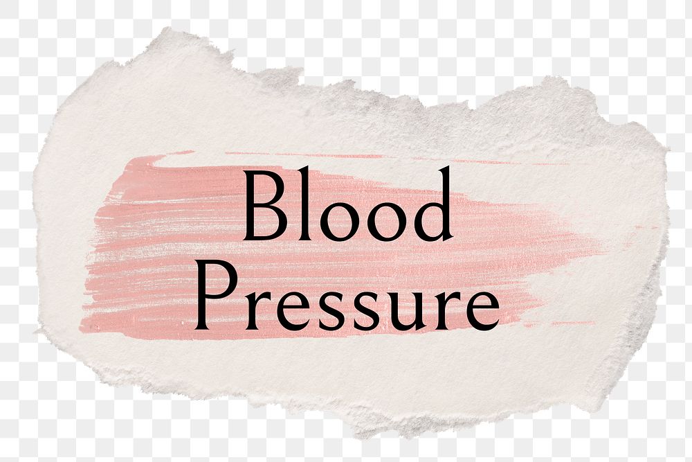Blood pressure png ripped paper word sticker typography, transparent background
