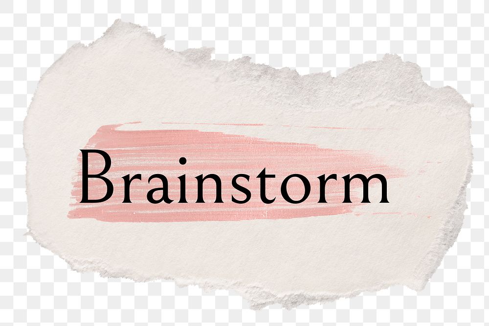 Brainstorm png ripped paper word sticker typography, transparent background