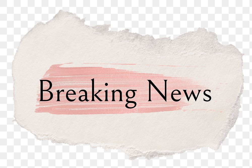 Breaking news png ripped paper word sticker typography, transparent background
