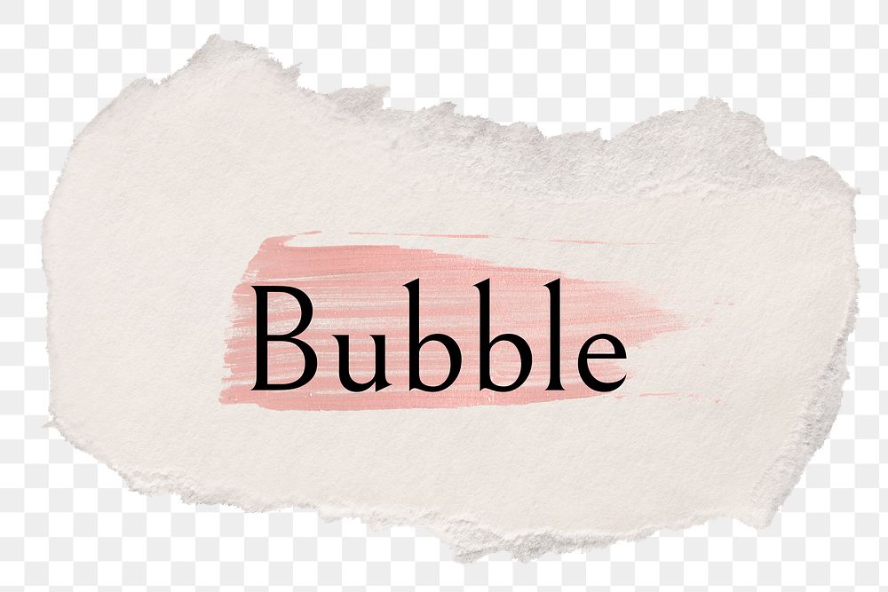 Bubble png ripped paper word sticker typography, transparent background