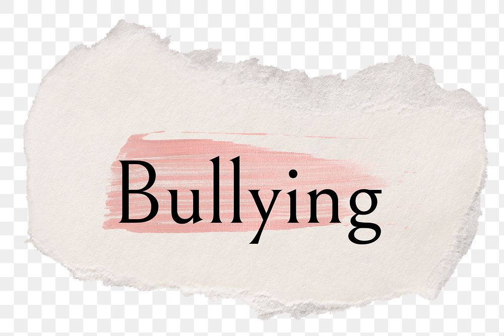 Bullying png ripped paper word sticker typography, transparent background