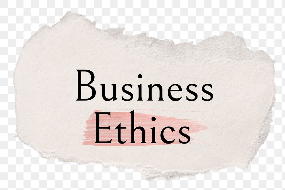 Business ethics png ripped paper word sticker typography, transparent background
