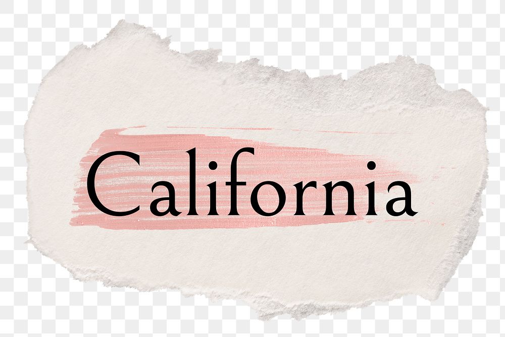 California png ripped paper word sticker typography, transparent background