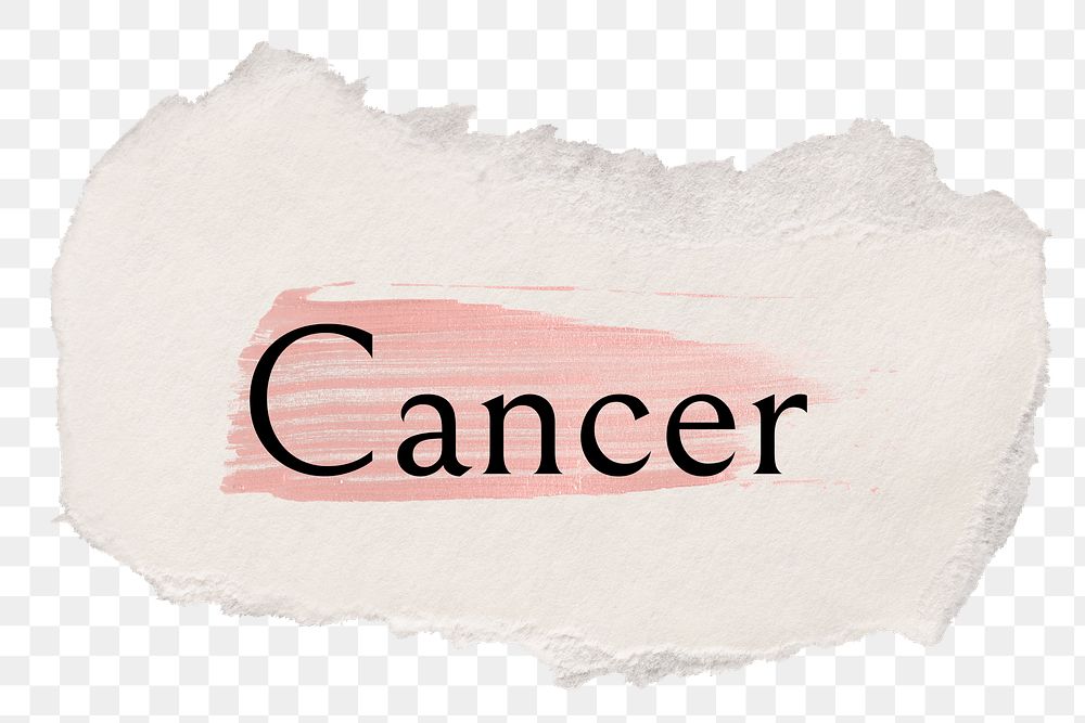 Cancer png ripped paper word sticker typography, transparent background