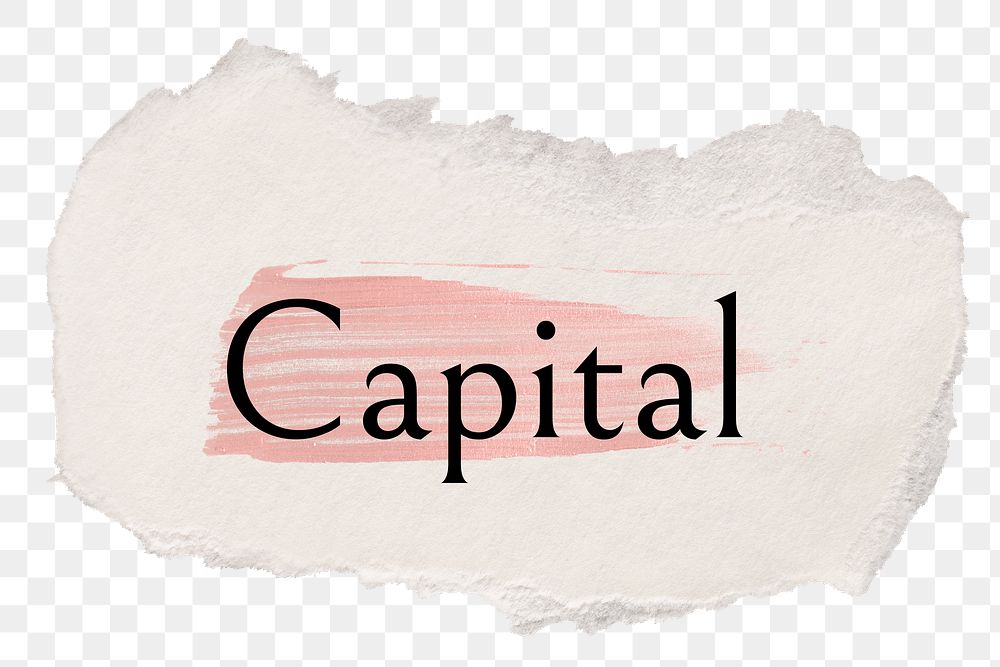 Capital png ripped paper word sticker typography, transparent background