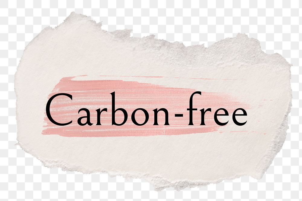 Carbon-free png ripped paper word sticker typography, transparent background